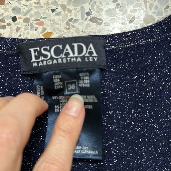 EUC Escada navy blue silver shimmer tank 36 medium n - Picture 4 of 6